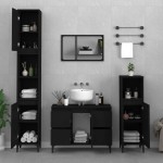 vidaXL Dulap de chiuvetă, negru, 80x33x60 cm, lemn prelucrat vidaXL Dulap de chiuvetă, negru, 80x33x60 cm, lemn prelucrat