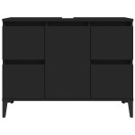 vidaXL Dulap de chiuvetă, negru, 80x33x60 cm, lemn prelucrat vidaXL Dulap de chiuvetă, negru, 80x33x60 cm, lemn prelucrat