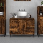 vidaXL Dulap de chiuvetă, stejar afumat, 80x33x60 cm, lemn prelucrat vidaXL Dulap de chiuvetă, stejar afumat, 80x33x60 cm, lemn prelucrat