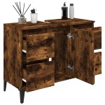 vidaXL Dulap de chiuvetă, stejar afumat, 80x33x60 cm, lemn prelucrat vidaXL Dulap de chiuvetă, stejar afumat, 80x33x60 cm, lemn prelucrat
