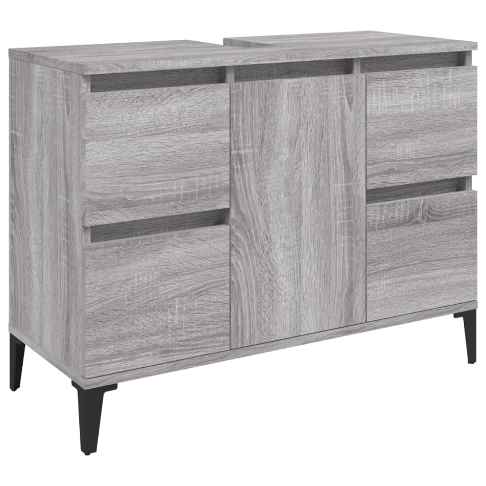 vidaXL Dulap de chiuvetă, gri sonoma, 80x33x60 cm, lemn prelucrat