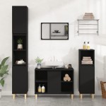 vidaXL Dulap de chiuvetă, negru, 80x33x60 cm, lemn prelucrat vidaXL Dulap de chiuvetă, negru, 80x33x60 cm, lemn prelucrat