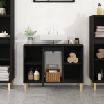 vidaXL Dulap de chiuvetă, negru, 80x33x60 cm, lemn prelucrat vidaXL Dulap de chiuvetă, negru, 80x33x60 cm, lemn prelucrat