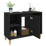 vidaXL Dulap de chiuvetă, negru, 80x33x60 cm, lemn prelucrat vidaXL Dulap de chiuvetă, negru, 80x33x60 cm, lemn prelucrat