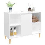 vidaXL Dulap de chiuvetă, alb extralucios, 80x33x60 cm, lemn prelucrat vidaXL Dulap de chiuvetă, alb extralucios, 80x33x60 cm, lemn prelucrat