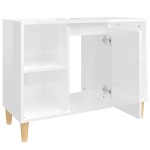 vidaXL Dulap de chiuvetă, alb extralucios, 80x33x60 cm, lemn prelucrat vidaXL Dulap de chiuvetă, alb extralucios, 80x33x60 cm, lemn prelucrat