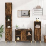 vidaXL Dulap de chiuvetă, stejar afumat, 80x33x60 cm, lemn prelucrat vidaXL Dulap de chiuvetă, stejar afumat, 80x33x60 cm, lemn prelucrat
