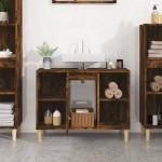 vidaXL Dulap de chiuvetă, stejar afumat, 80x33x60 cm, lemn prelucrat vidaXL Dulap de chiuvetă, stejar afumat, 80x33x60 cm, lemn prelucrat