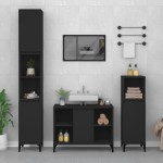 vidaXL Dulap de chiuvetă, negru, 80x33x60 cm, lemn prelucrat vidaXL Dulap de chiuvetă, negru, 80x33x60 cm, lemn prelucrat