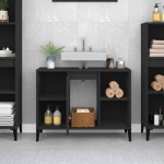 vidaXL Dulap de chiuvetă, negru, 80x33x60 cm, lemn prelucrat vidaXL Dulap de chiuvetă, negru, 80x33x60 cm, lemn prelucrat