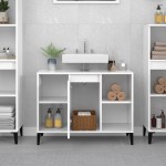 vidaXL Dulap de chiuvetă, alb extralucios, 80x33x60 cm, lemn prelucrat vidaXL Dulap de chiuvetă, alb extralucios, 80x33x60 cm, lemn prelucrat