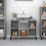 vidaXL Dulap de chiuvetă, gri beton, 80x33x60 cm, lemn prelucrat vidaXL Dulap de chiuvetă, gri beton, 80x33x60 cm, lemn prelucrat