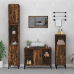 vidaXL Dulap de chiuvetă, stejar afumat, 80x33x60 cm, lemn prelucrat vidaXL Dulap de chiuvetă, stejar afumat, 80x33x60 cm, lemn prelucrat