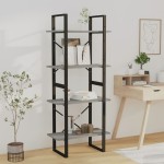 vidaXL Bibliotecă cu 4 niveluri gri sonoma 60x30x140 cm lemn compozit vidaXL Bibliotecă cu 4 niveluri gri sonoma 60x30x140 cm lemn compozit