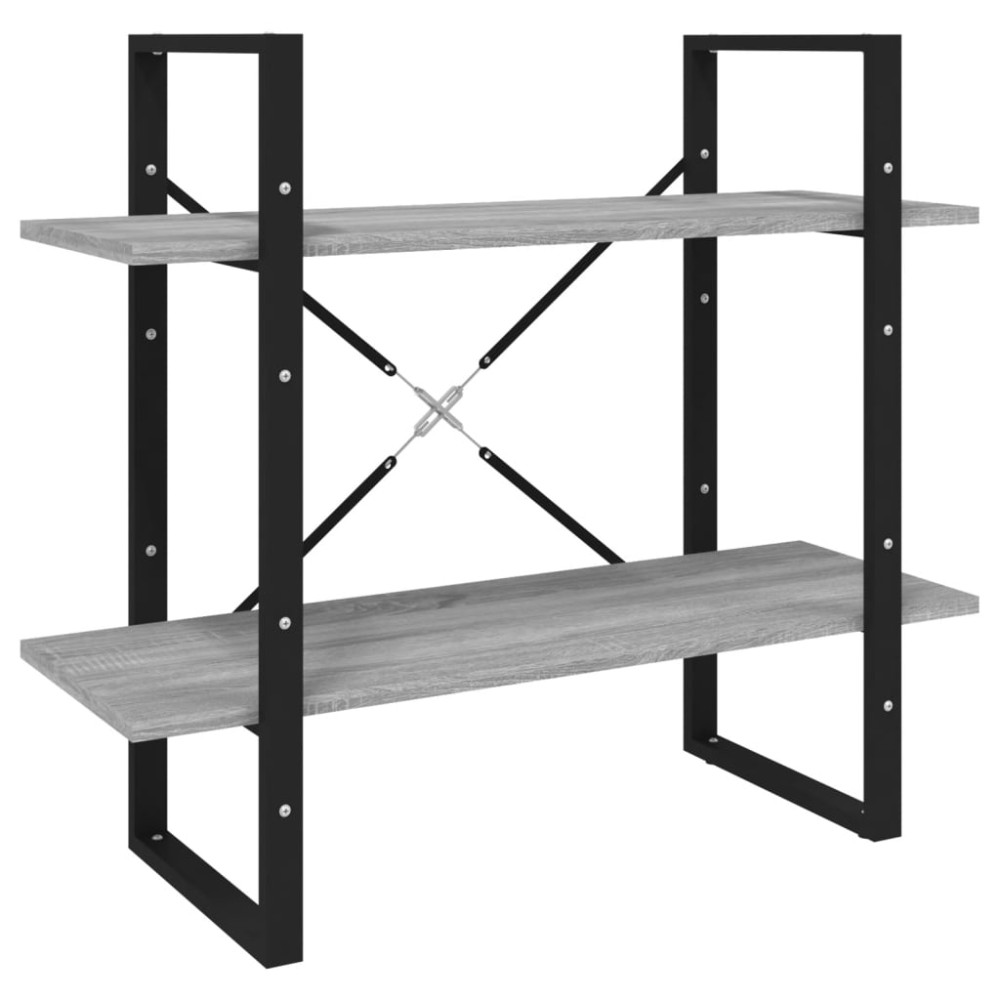 vidaXL Bibliotecă 2 niveluri gri sonoma 80x30x70 cm lemn compozit