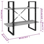 vidaXL Bibliotecă 2 niveluri gri sonoma 80x30x70 cm lemn compozit vidaXL Bibliotecă 2 niveluri gri sonoma 80x30x70 cm lemn compozit