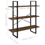 vidaXL Bibliotecă, stejar maro, 100x30x105 cm, lemn prelucrat