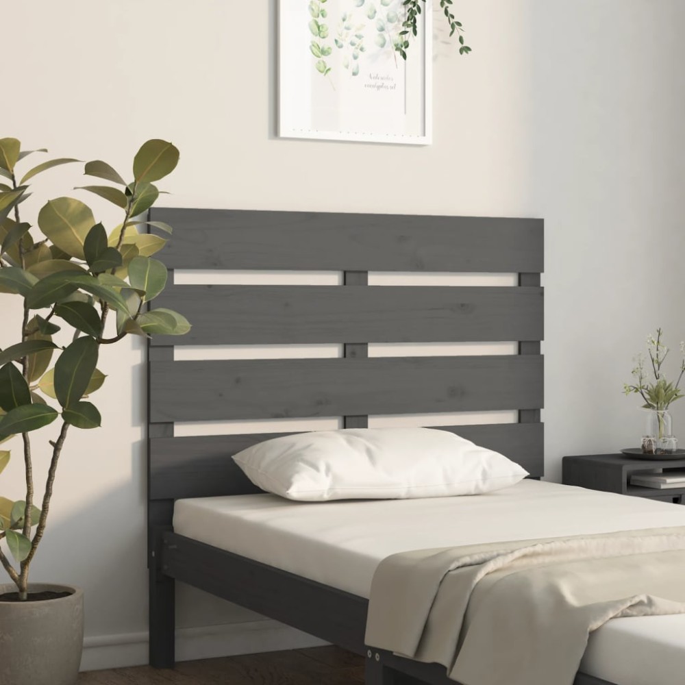 vidaXL Tăblie de pat, gri, 100x3x80 cm, lemn masiv de pin