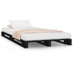 vidaXL Pat din paleți Single Small negru 75x190 cm lemn masiv pin vidaXL Pat din paleți Single Small negru 75x190 cm lemn masiv pin
