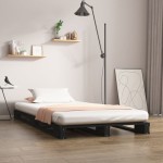vidaXL Pat din paleți Single Small negru 75x190 cm lemn masiv pin vidaXL Pat din paleți Single Small negru 75x190 cm lemn masiv pin