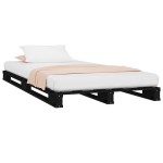 vidaXL Pat din paleți Single Small negru 75x190 cm lemn masiv pin vidaXL Pat din paleți Single Small negru 75x190 cm lemn masiv pin