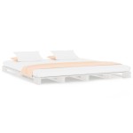 vidaXL Pat din paleți Double, alb, 135x190 cm, lemn masiv de pin vidaXL Pat din paleți Double, alb, 135x190 cm, lemn masiv de pin