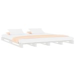 vidaXL Pat din paleți Double, alb, 135x190 cm, lemn masiv de pin vidaXL Pat din paleți Double, alb, 135x190 cm, lemn masiv de pin
