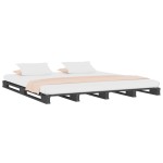 vidaXL Pat din paleți, gri, 140x190 cm, lemn masiv de pin vidaXL Pat din paleți, gri, 140x190 cm, lemn masiv de pin