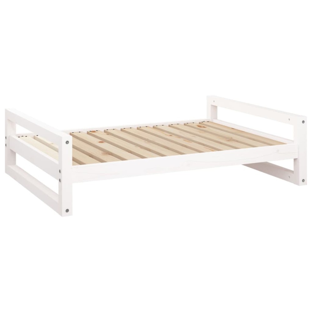 vidaXL Pat pentru câini, alb, 105,5x75,5x28 cm, lemn masiv de pin