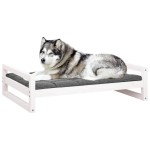 vidaXL Pat pentru câini, alb, 105,5x75,5x28 cm, lemn masiv de pin vidaXL Pat pentru câini, alb, 105,5x75,5x28 cm, lemn masiv de pin