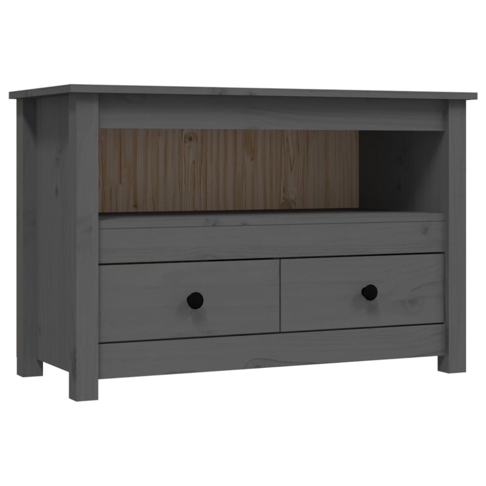 vidaXL Comodă TV, gri, 79x35x52 cm, lemn masiv de pin