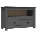 vidaXL Comodă TV, gri, 79x35x52 cm, lemn masiv de pin vidaXL Comodă TV, gri, 79x35x52 cm, lemn masiv de pin