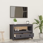 vidaXL Comodă TV, gri, 79x35x52 cm, lemn masiv de pin vidaXL Comodă TV, gri, 79x35x52 cm, lemn masiv de pin