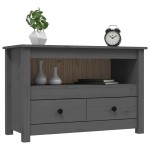 vidaXL Comodă TV, gri, 79x35x52 cm, lemn masiv de pin vidaXL Comodă TV, gri, 79x35x52 cm, lemn masiv de pin