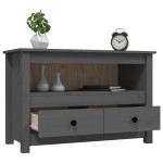 vidaXL Comodă TV, gri, 79x35x52 cm, lemn masiv de pin vidaXL Comodă TV, gri, 79x35x52 cm, lemn masiv de pin