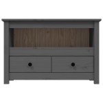 vidaXL Comodă TV, gri, 79x35x52 cm, lemn masiv de pin vidaXL Comodă TV, gri, 79x35x52 cm, lemn masiv de pin