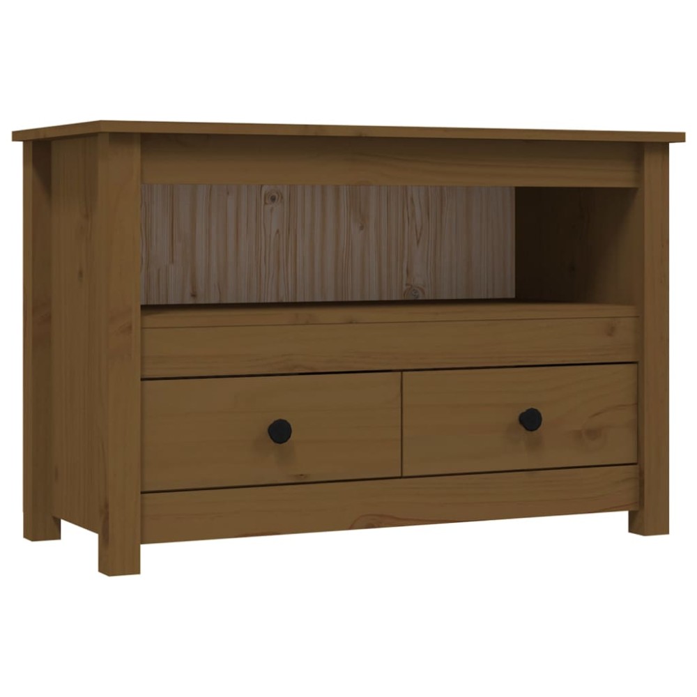 vidaXL Comodă TV, maro miere, 79x35x52 cm, lemn masiv de pin