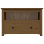 vidaXL Comodă TV, maro miere, 79x35x52 cm, lemn masiv de pin vidaXL Comodă TV, maro miere, 79x35x52 cm, lemn masiv de pin