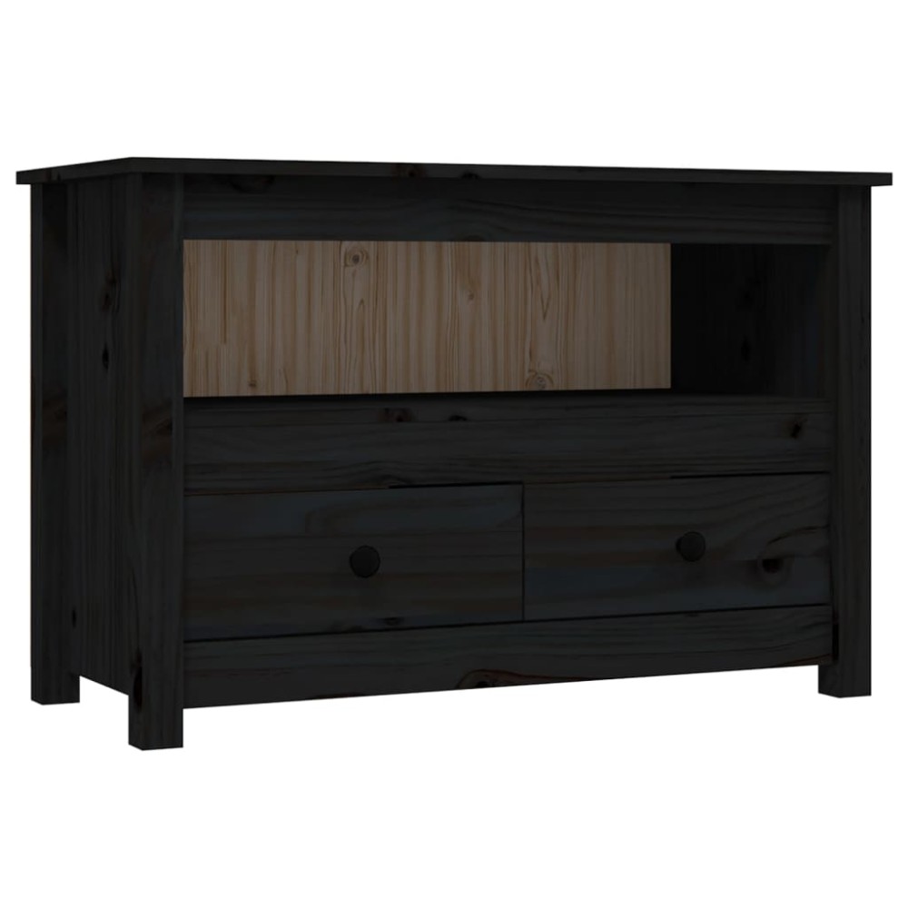 vidaXL Comodă TV, negru, 79x35x52 cm, lemn masiv de pin