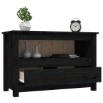 vidaXL Comodă TV, negru, 79x35x52 cm, lemn masiv de pin