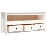 vidaXL Comodă TV, alb, 114x35x52 cm, lemn masiv de pin vidaXL Comodă TV, alb, 114x35x52 cm, lemn masiv de pin