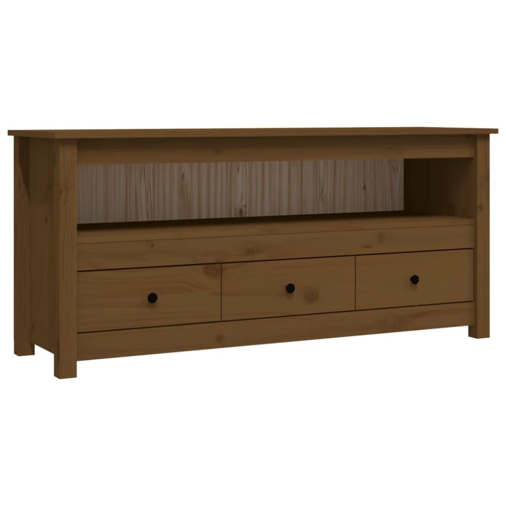 vidaXL Comodă TV, maro miere, 114x35x52 cm, lemn masiv de pin