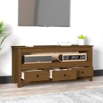 vidaXL Comodă TV, maro miere, 114x35x52 cm, lemn masiv de pin vidaXL Comodă TV, maro miere, 114x35x52 cm, lemn masiv de pin