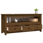 vidaXL Comodă TV, maro miere, 114x35x52 cm, lemn masiv de pin vidaXL Comodă TV, maro miere, 114x35x52 cm, lemn masiv de pin