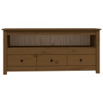 vidaXL Comodă TV, maro miere, 114x35x52 cm, lemn masiv de pin vidaXL Comodă TV, maro miere, 114x35x52 cm, lemn masiv de pin