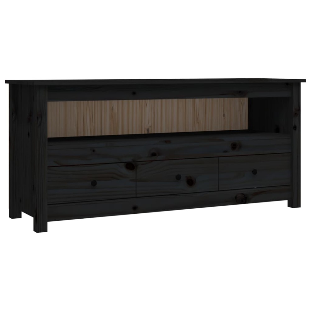 vidaXL Comodă TV, negru, 114x35x52 cm, lemn masiv de pin