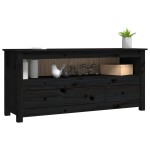 vidaXL Comodă TV, negru, 114x35x52 cm, lemn masiv de pin