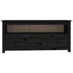 vidaXL Comodă TV, negru, 114x35x52 cm, lemn masiv de pin