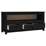 vidaXL Comodă TV, negru, 114x35x52 cm, lemn masiv de pin