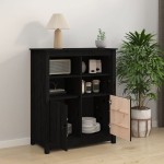 vidaXL Servantă, negru, 83x41,5x100 cm, lemn masiv de pin vidaXL Servantă, negru, 83x41,5x100 cm, lemn masiv de pin